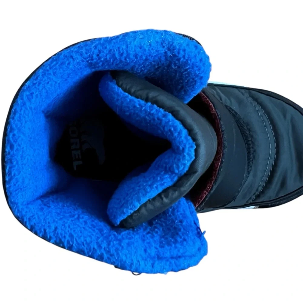 Sorel Whitney II Strap Waterproof Snow Boots Black Blue Size 8 Toddler